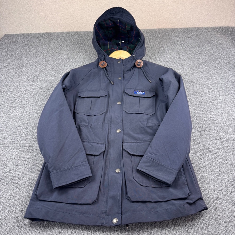Penfield Parka Jacket Women XS Navy Blue Excellent Plaid Lined Utility Outdoor
